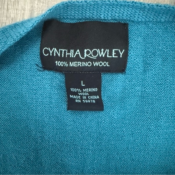 Cynthia Rowley Turquoise Merino Wool Boho Sweater - Picture 2 of 4